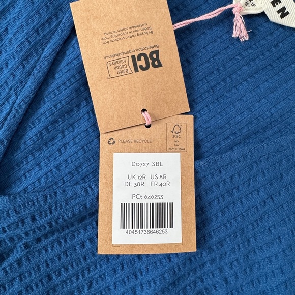 BODEN Womens Seersucker Jersey Tea Dress 8r Blue Jersey Cotton Cap Sleeve D0727 - Picture 4 of 8